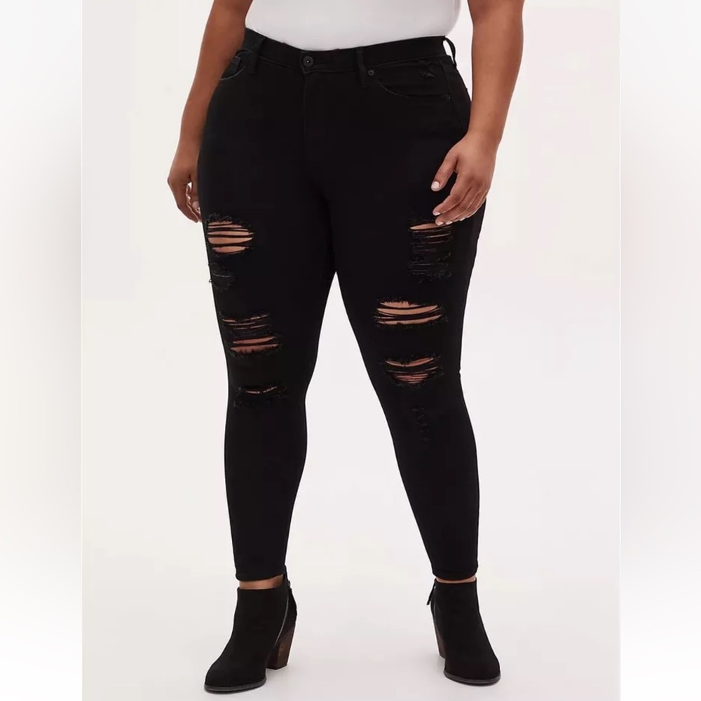 Torrid Sky High Skinny Jeans Plus Size 20 R Distressed Denim Premium Stretch